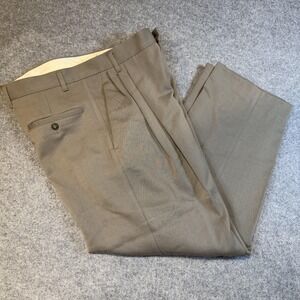 Byblos Pants Mens 32x29 Brown 100% Wool Dress Pleated Italy Flannel Trousers